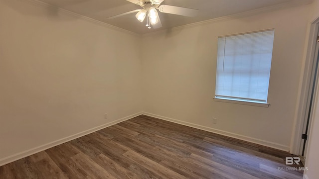 509 Pine St, Daphne, AL 36526 - empty room with dark wood-type flooring, a ceiling fan, and crown molding