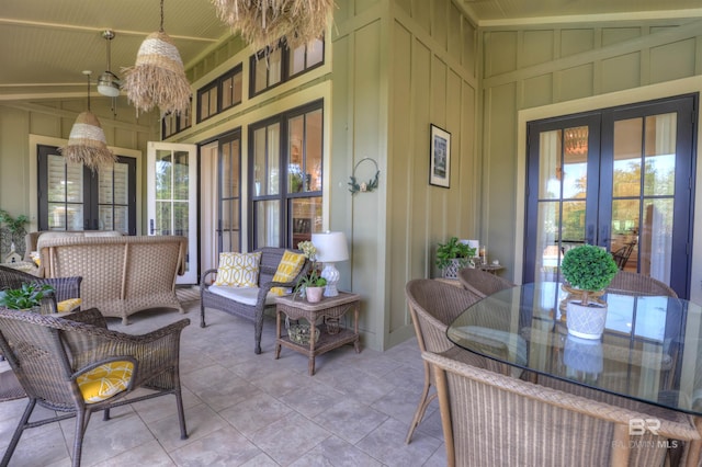 view of patio / terrace with an outdoor living space and french doors