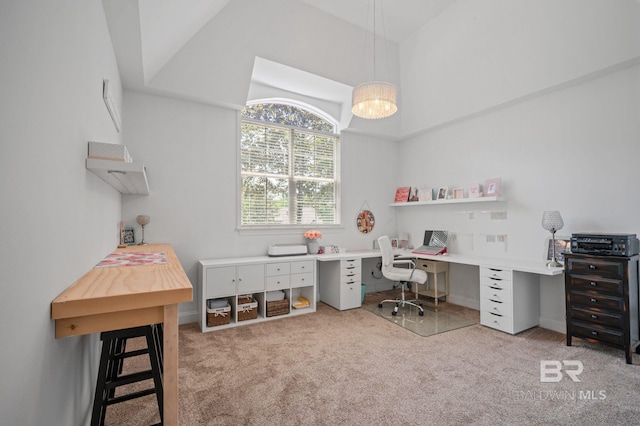 7371 Maureen Cir, Spanish Fort, AL 36527 - carpeted home office featuring vaulted ceiling and baseboards