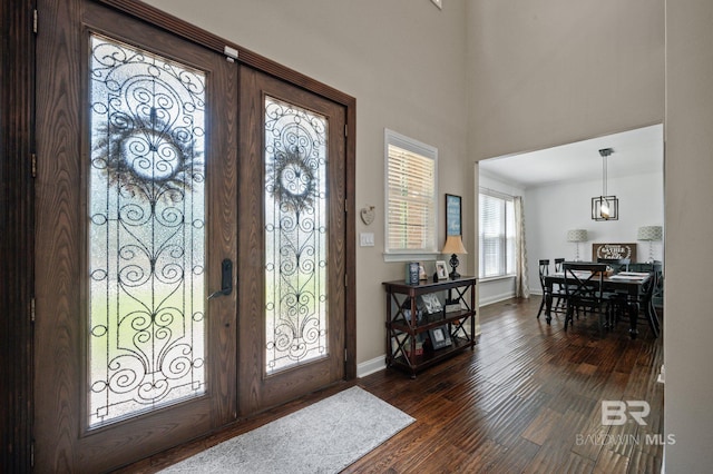 7371 Maureen Cir, Spanish Fort, AL 36527 - entrance foyer featuring dark wood-type flooring and french doors
