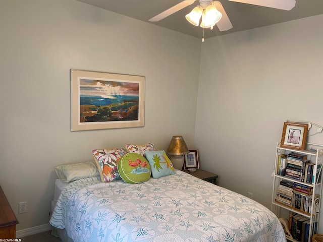 bedroom featuring ceiling fan