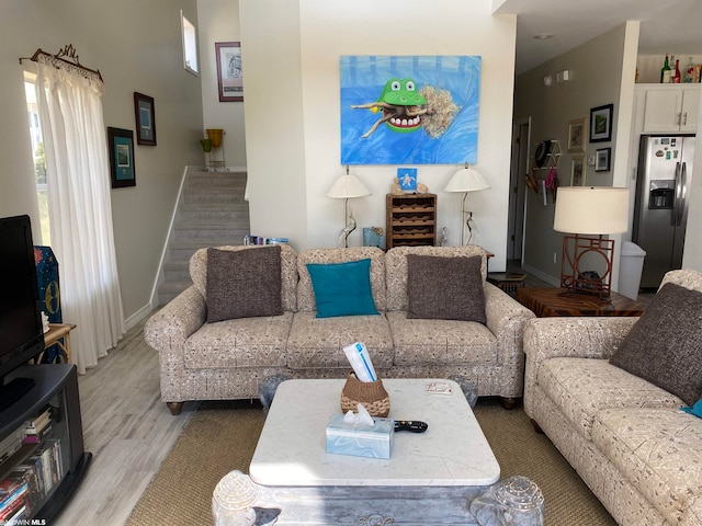 living room featuring light hardwood / wood-style floors