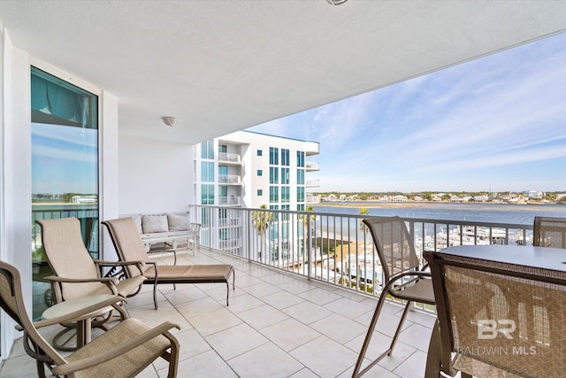 balcony with a water view