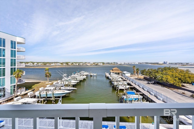 water view featuring a boat dock