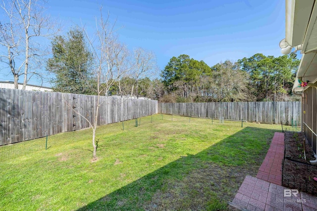 view of yard featuring a fenced backyard