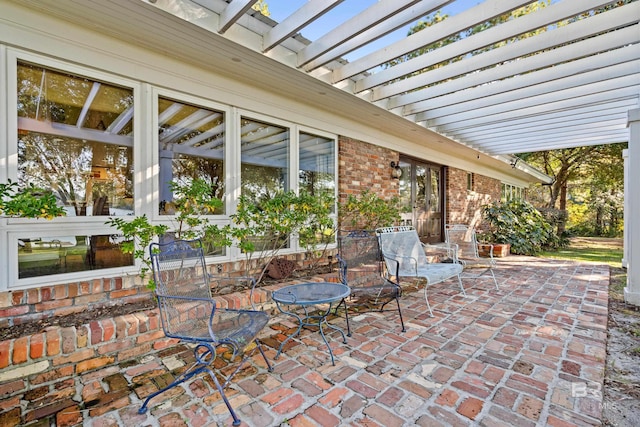 view of patio / terrace featuring a pergola