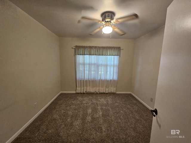 524 Linda Ln, Saraland, AL 36571 - empty room with dark colored carpet, ceiling fan, and baseboards