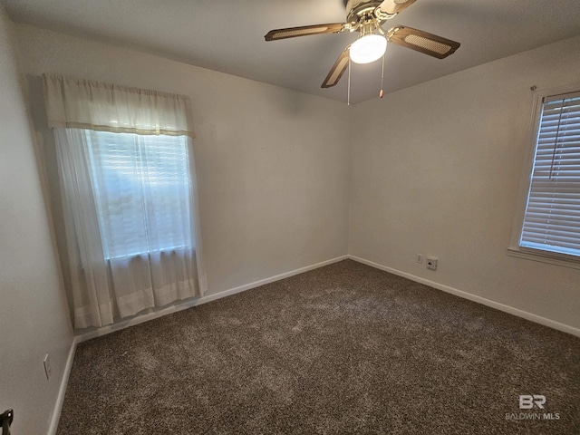 524 Linda Ln, Saraland, AL 36571 - empty room with carpet flooring, plenty of natural light, baseboards, and ceiling fan