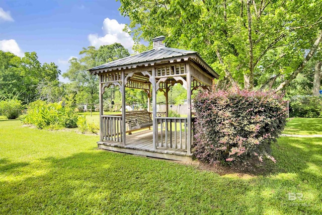 524 Linda Ln, Saraland, AL 36571 - view of grassy yard with a gazebo and a wooden deck