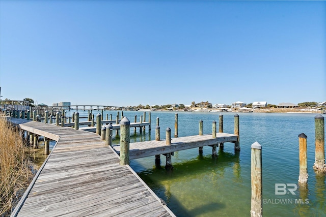 dock area featuring a water view