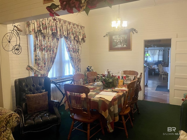 dining room with a chandelier
