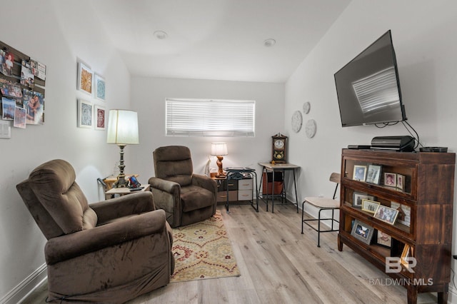 living area featuring light hardwood / wood-style flooring