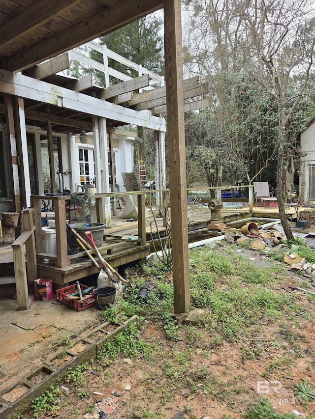 view of yard with a deck