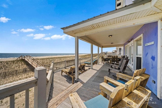 307 Audubon Pl, Dauphin Island, AL 36528 - wooden deck with a water view and a beach view
