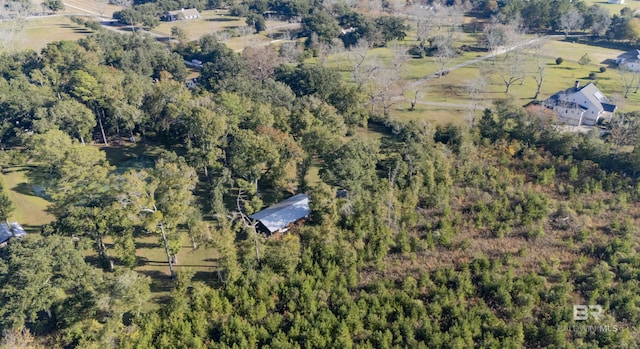 birds eye view of property with a rural view