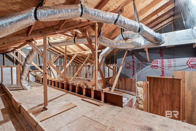 view of unfinished attic