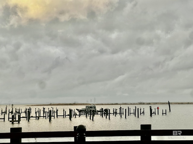 dock area featuring a water view