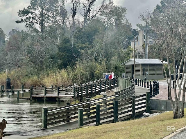 view of dock featuring a water view