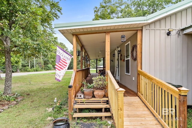 exterior space featuring a yard and a porch