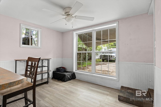 162 Westwood St, Mobile, AL 36606 - dining area featuring wainscoting and ceiling fan