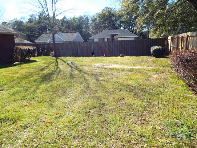 view of yard featuring a fenced backyard