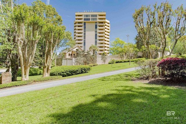 view of property's community featuring a lawn