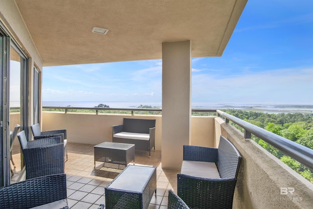 balcony with a water view