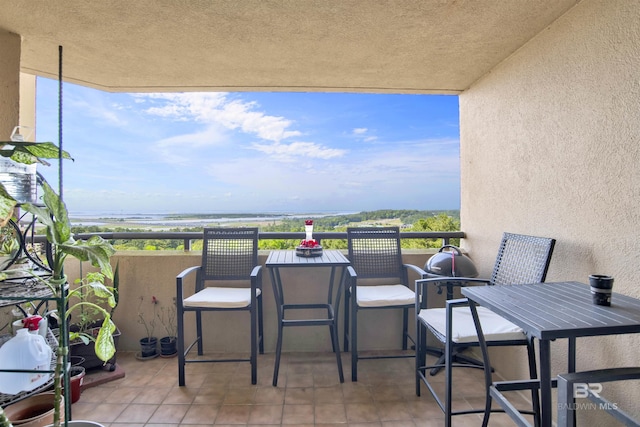 balcony with a water view