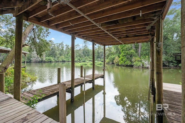 dock area featuring a water view