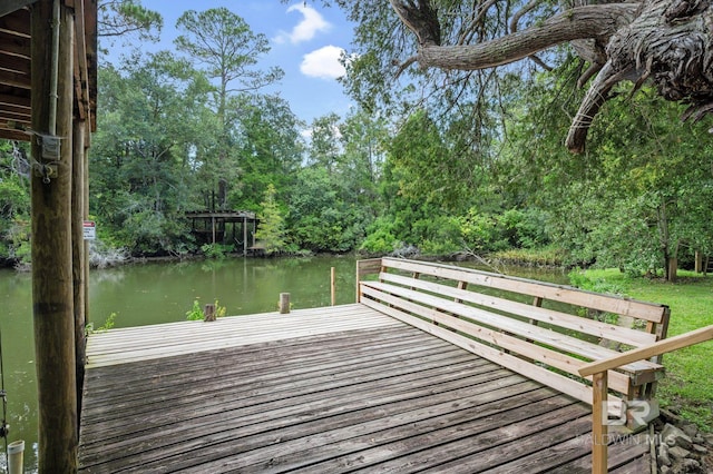 view of dock featuring a water view