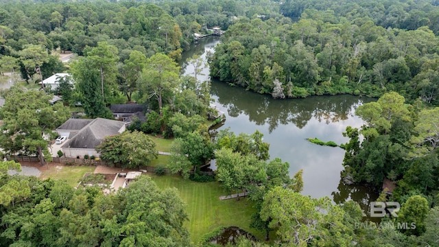 bird's eye view featuring a water view