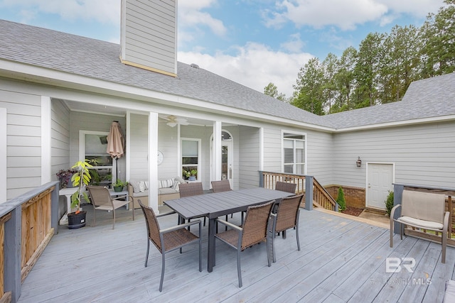 wooden deck with outdoor lounge area