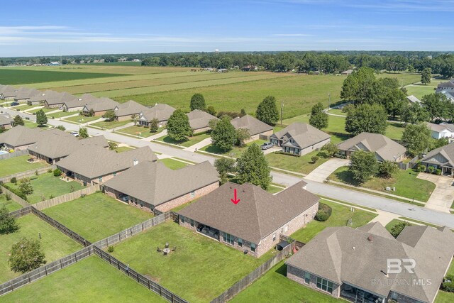 birds eye view of property with a residential view