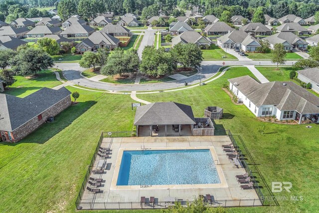 bird's eye view with a residential view