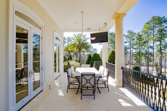 balcony with french doors