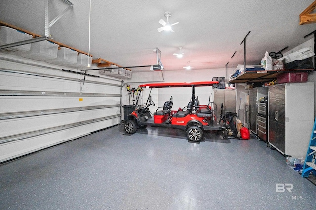 garage with a garage door opener