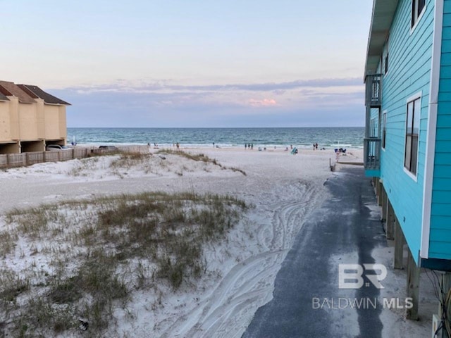 property view of water with a beach view