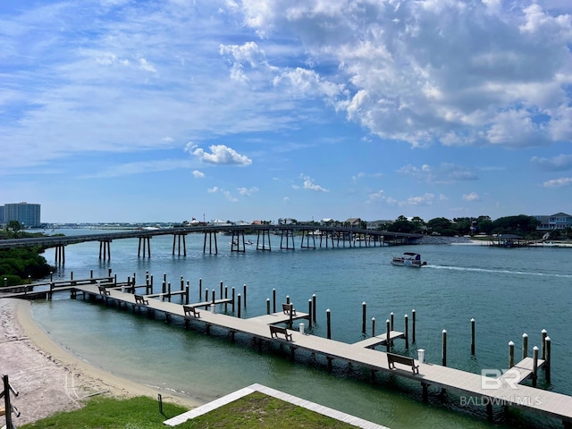 view of dock featuring a water view