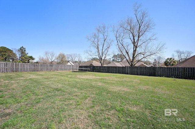 view of yard featuring a fenced backyard