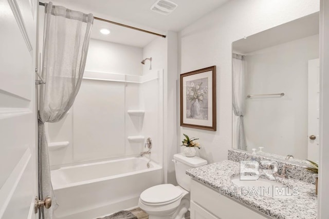 full bathroom featuring vanity, toilet, and shower / bath combination