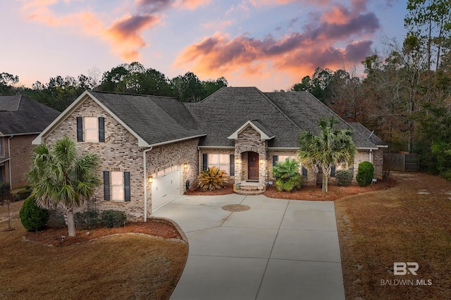 view of front facade with a garage