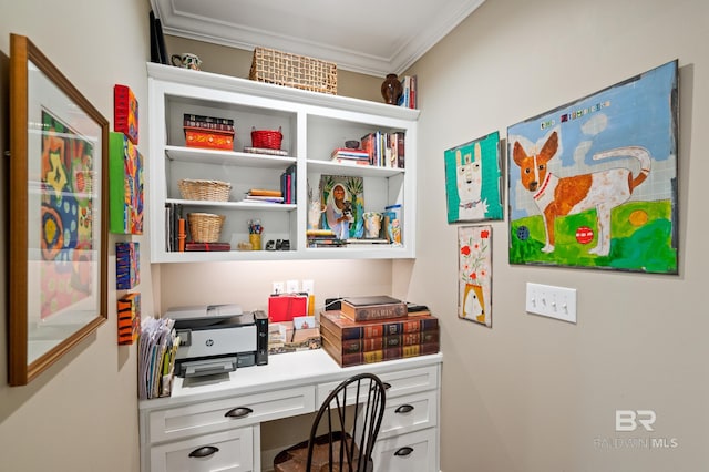 office area featuring ornamental molding