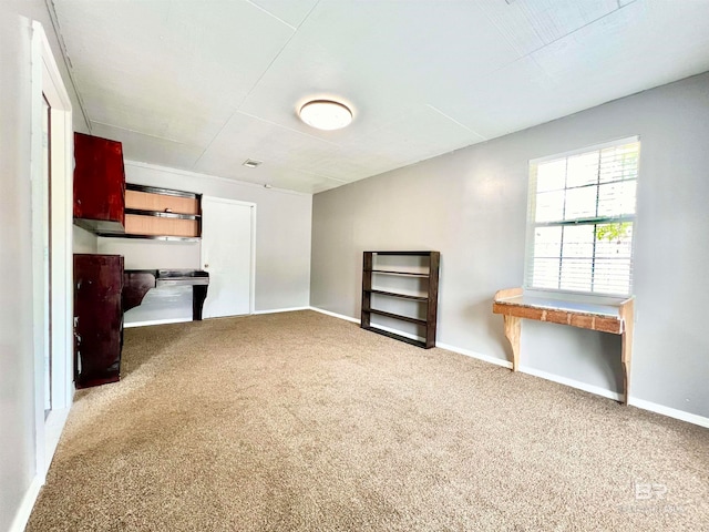 unfurnished living room featuring carpet floors