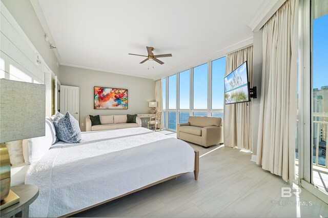 825 W Beach Blvd Unit 10, Gulf Shores, AL 36542 - bedroom with ceiling fan, access to outside, and ornamental molding