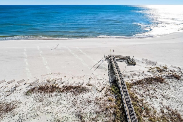 property view of water featuring a view of the beach