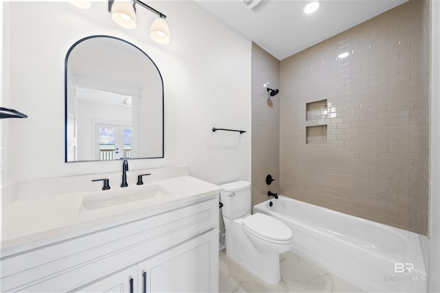 25995 W Perdido Ave, Orange Beach, AL 36561 - full bath with vanity, shower / washtub combination, and marble finish floors