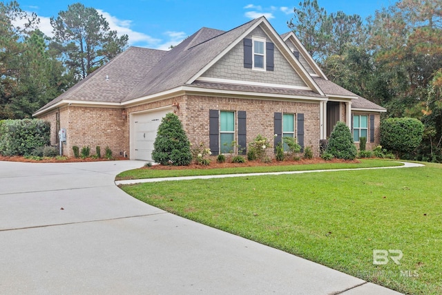 craftsman-style home with a garage and a front yard