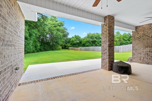 view of patio / terrace featuring a ceiling fan