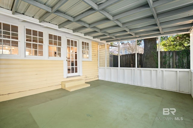 view of unfurnished sunroom