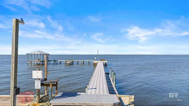 view of dock featuring a water view